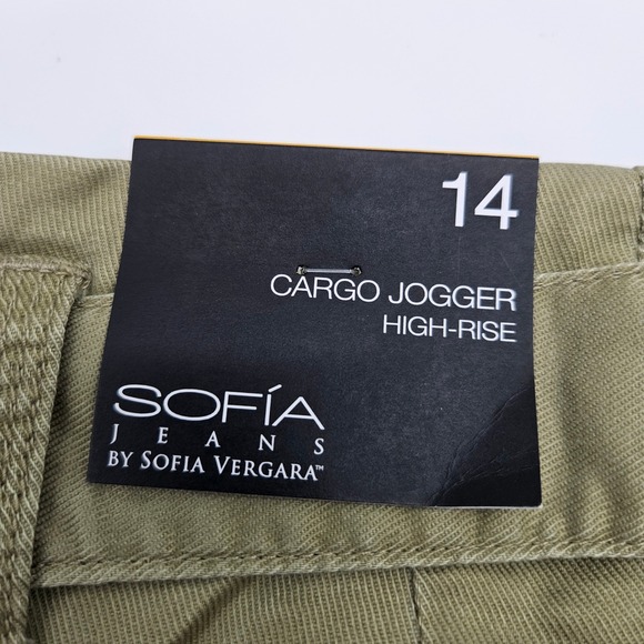 Sofia Jeans by Sofia Vergara Womens Cargo Jogger Pants Olive Green High Rise 14 - Picture 6 of 11